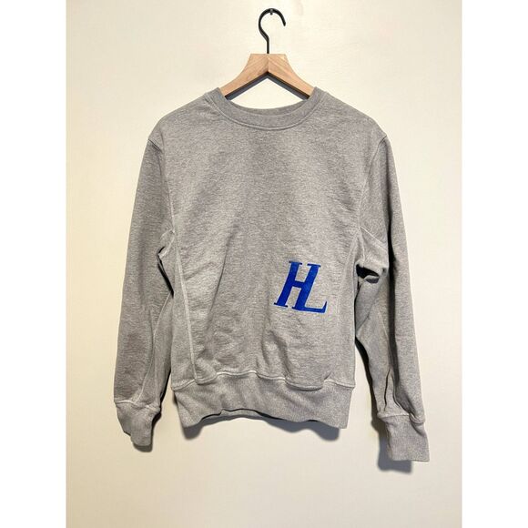 Helmut Lang Grey Monogram Crewneck Sweatshirt Unisex Women's Size M - Picture 2 of 6